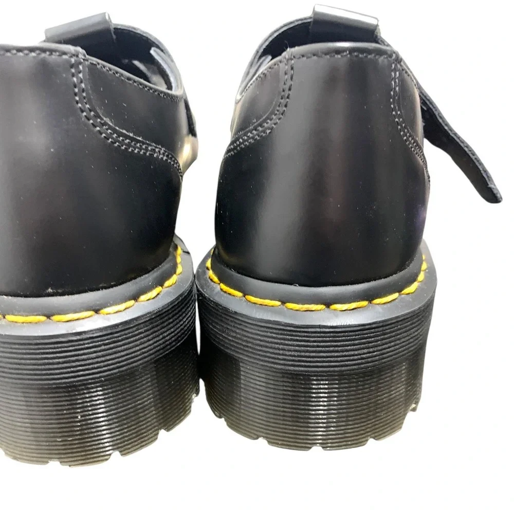 Dr. Martens Bethan Black Leather Quad Platform Mary Jane Shoes US 9 UK 7 EU 41